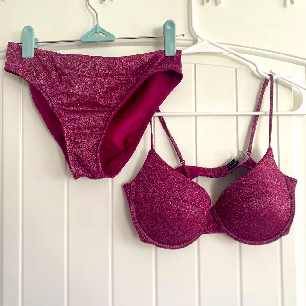 Purple Glittery Triangl Bikini